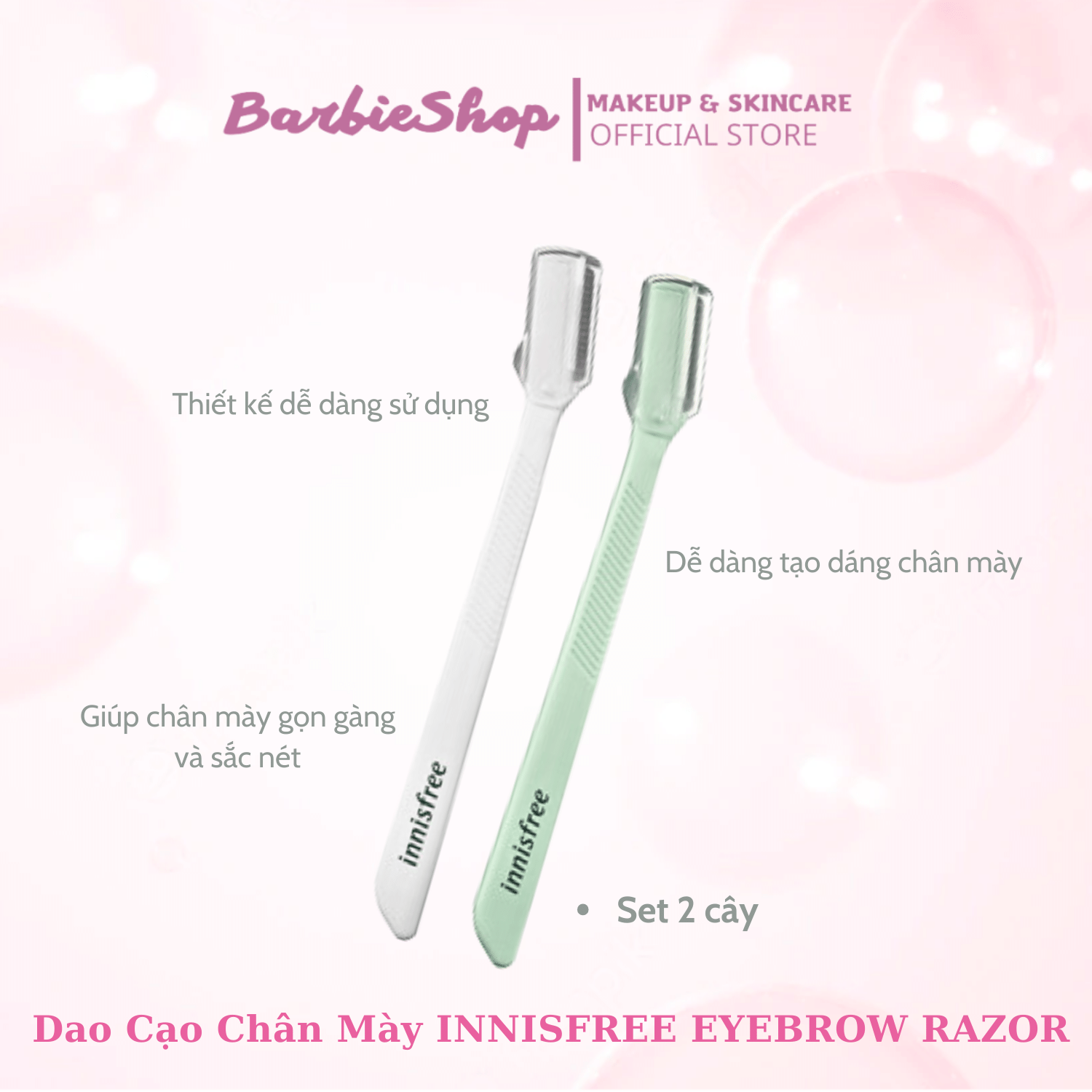 Dao Cạo Chân Mày Innisfree Eyebrow Razor set 2 cây