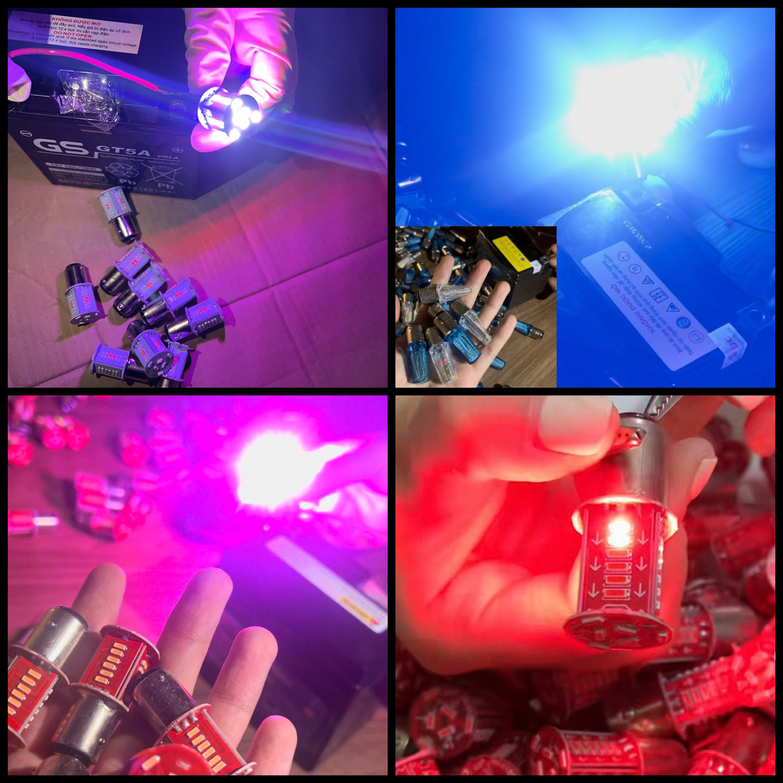 Đèn hậu chớp nháy đuôi xe máy hồng tím wave 110 50cc sirius sirus vision vario dream stop f1 audi