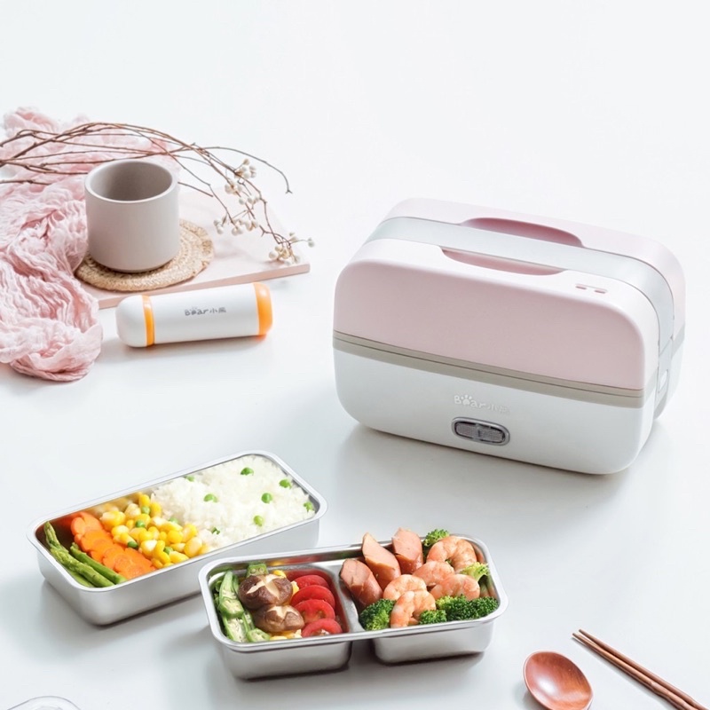 Nồi cơm điện cá nhân thông minh chính hãng Bear cao cấp- Hộp cơm điện Bear DFH-B10J2 BH18 tháng chính hãng [Hộp cơm điện giữ nhiệt Inox hâm nóng cơm, thức ăn chỉ 10p]