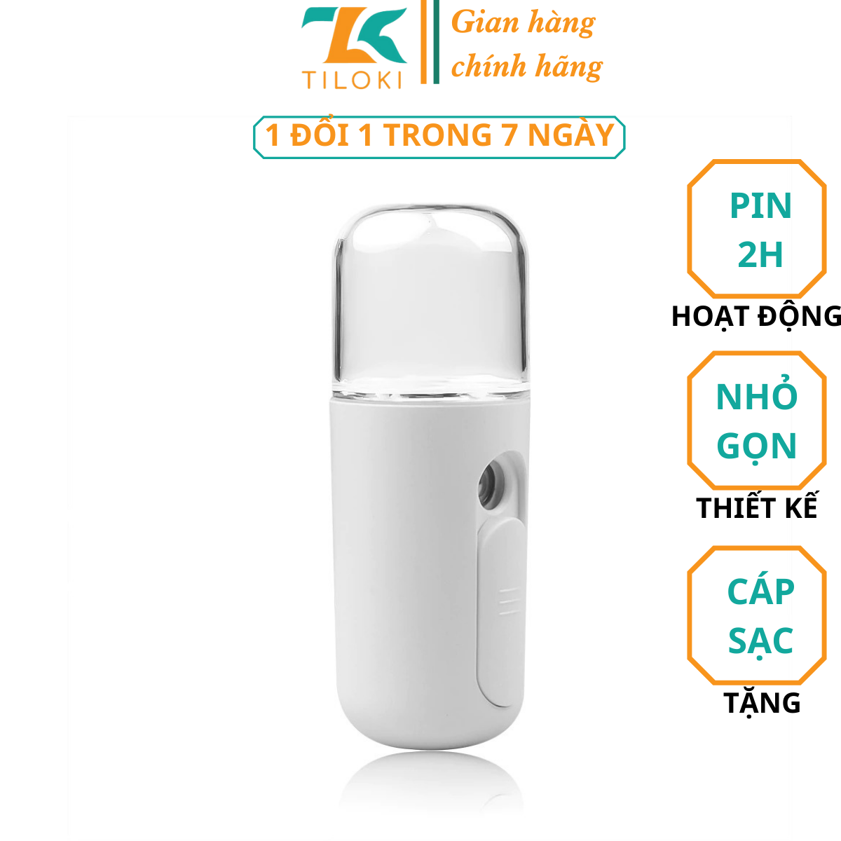 Máy phun sương xông hơi mặt làm đẹp da mini TPM.01 dung tích 30ml, chất liệu nhựa và hợp kim cao cấp, an toàn sức khỏe người sử dụng