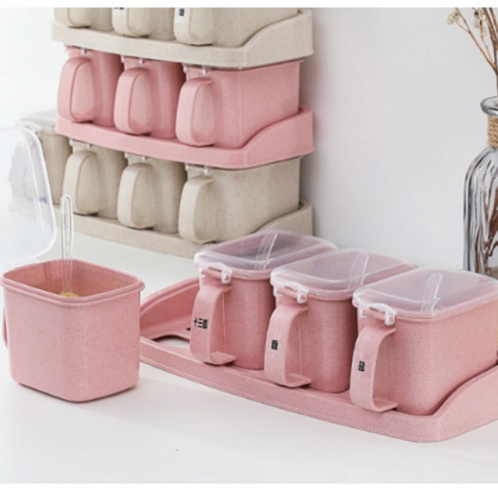 Set đựng gia vị chiếc xuất nhựa lúa mạch / bộ hũ đựng gia vị