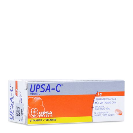 Upsa c 1000mg: upsa-c 1g tuýp 10 viên điều trị thiếu hụt vitamin c, tăng đề kháng