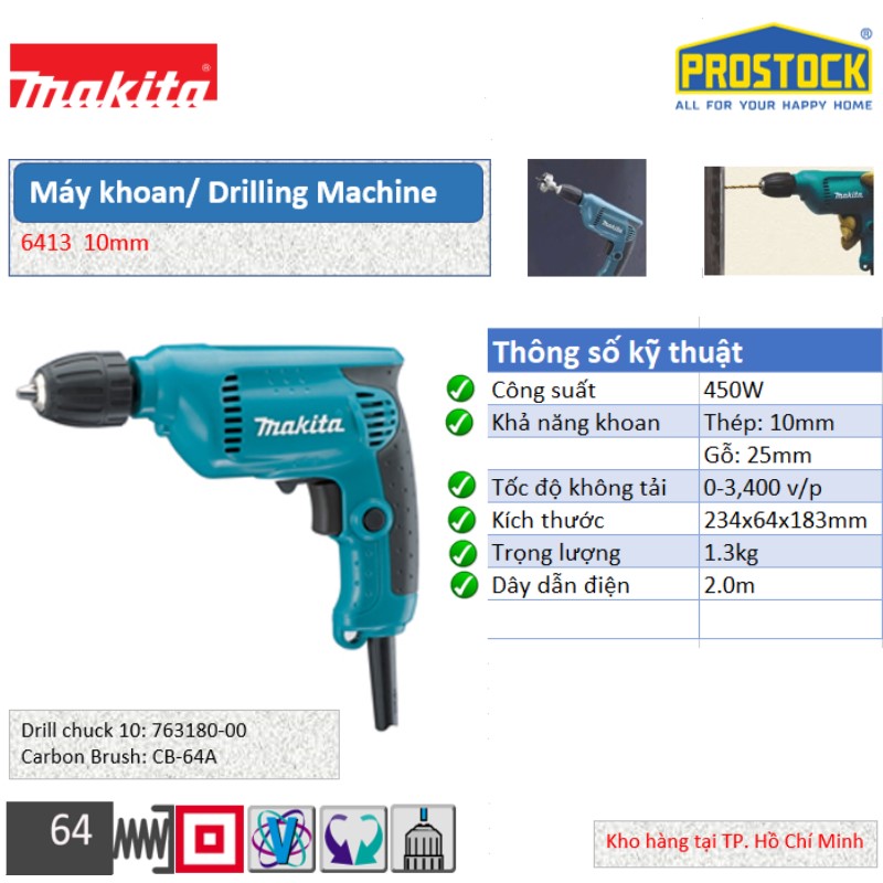 Máy khoan makita 6413 10mm