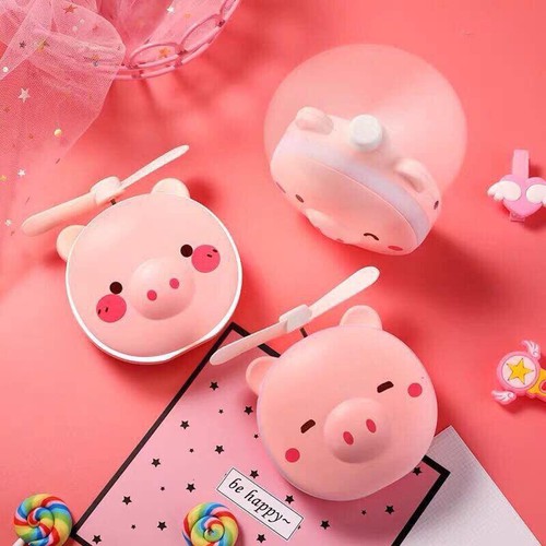 [HCM]QUẠT ĐÈN GƯƠNG TRANG ĐIỂM HÌNH HEO SIÊU DỄ THƯƠNG - TÍCH HỢP 3 IN 1