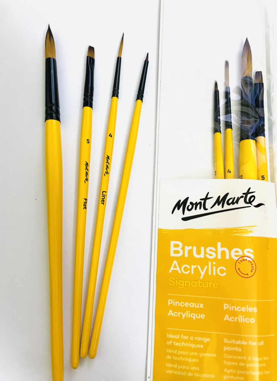 Bộ 4 cọ vẽ Acrylic Mont Marte Màu vàng