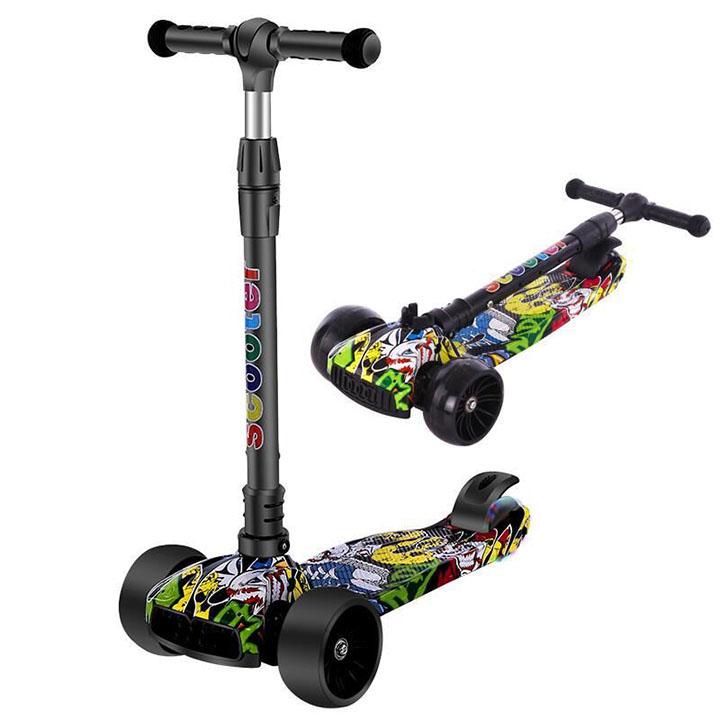 Xe trượt scooter mkstar 3 bánh có nhạc, đèn phát sáng, bánh xe cao cấp, xe trượt chịu lực 100kg - hàng chính hãng