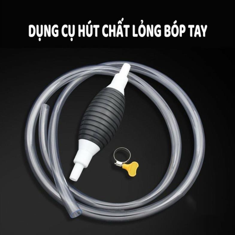 Ống Hút Xăng Dầu Bóp Tay Có Van 1 Chiều – Dụng Cụ Hút Chất Lỏng Xe Máy Ô Tô, Bóng Bóp + Ống PVC 1M
