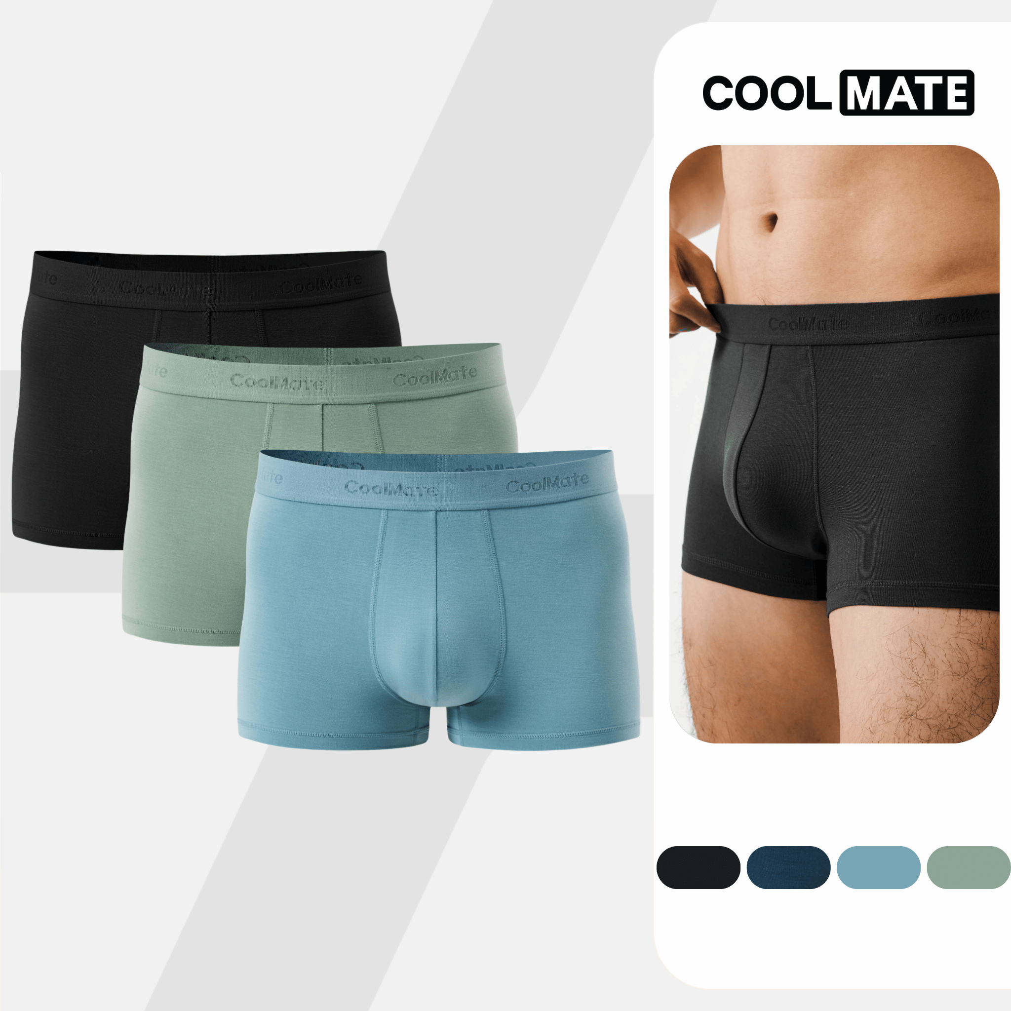 Combo 3 Quần lót nam Trunk Lenzing Modal mềm mại, Kháng khuẩn, thấm hút tốt - Coolmate