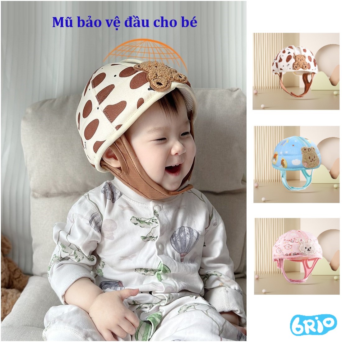 Mũ bảo vệ đầu cho bé, mũ bảo hiểm chống va đập cho bé tập đi