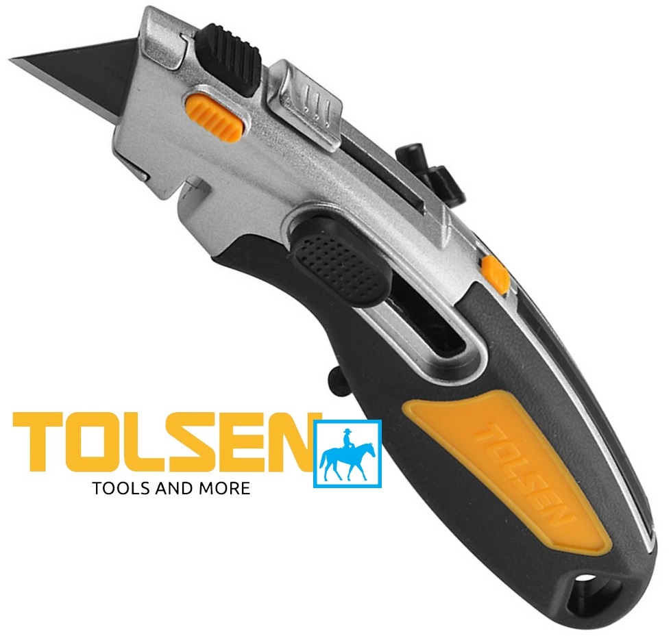 Dao rọc giấy kèm 3 lưỡi thép sk2 utility knife Tolsen 30019