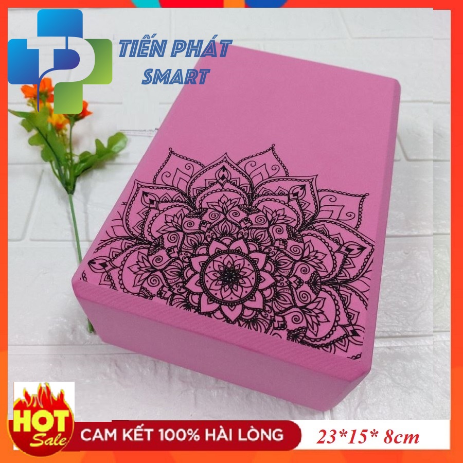 [Lấy mã giảm thêm 30%]Gạch tập Gối tập Yoga xốp Eva in hoa mandala 23x15x8cm -(Màu Hồng) Chất liệu PVC xốp cao cấp bền đẹp Tienphatsmart