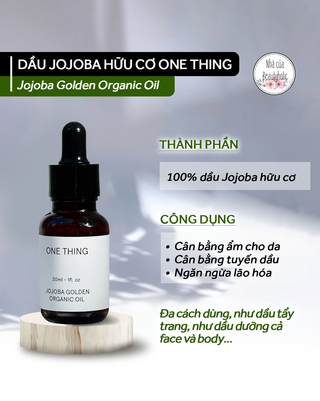 Dầu jojoba hữu cơ onething jojoba golden organic oil