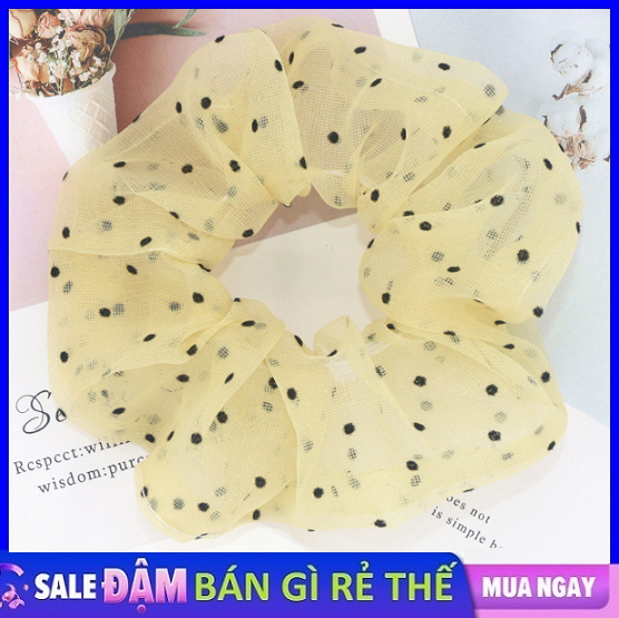 Cột tóc scrunchies Voan Chấm Bi xinh xắn
