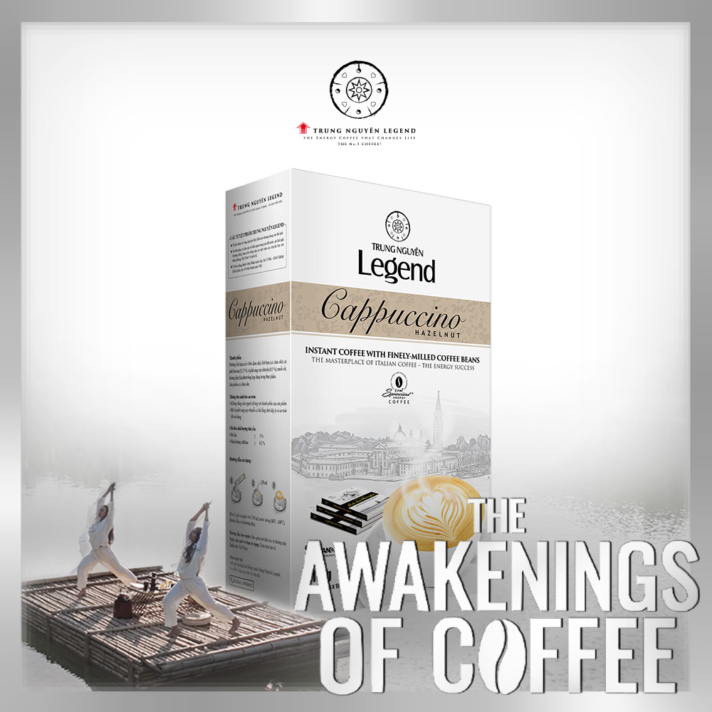 Trung Nguyên Legend - Cà phê hoà tan rang xay Cappuccino Hazelnut - Hộp 12 gói x 18gr ( có sữa)
