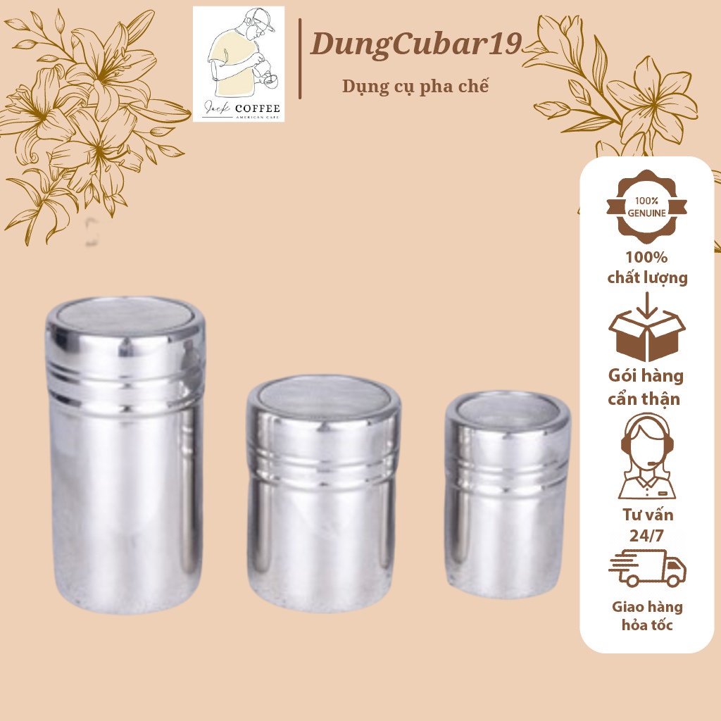 Lọ rắc cacao inox. lọ rắc bột trang trí inox xịn. hủ rắc bột pha chế - dụng cụ pha chế