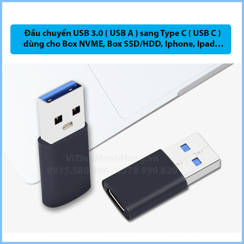 Đầu chuyển usb 3.0 sang type c , usb 3.0 to type c, dùng cho box nvme, box ssd/hdd, iphone, ipad…