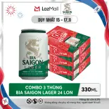 Nồng Độ Cồn 4.3% - Combo 3 Thùng 24 Lon Bia Saigon Lager 330ml
