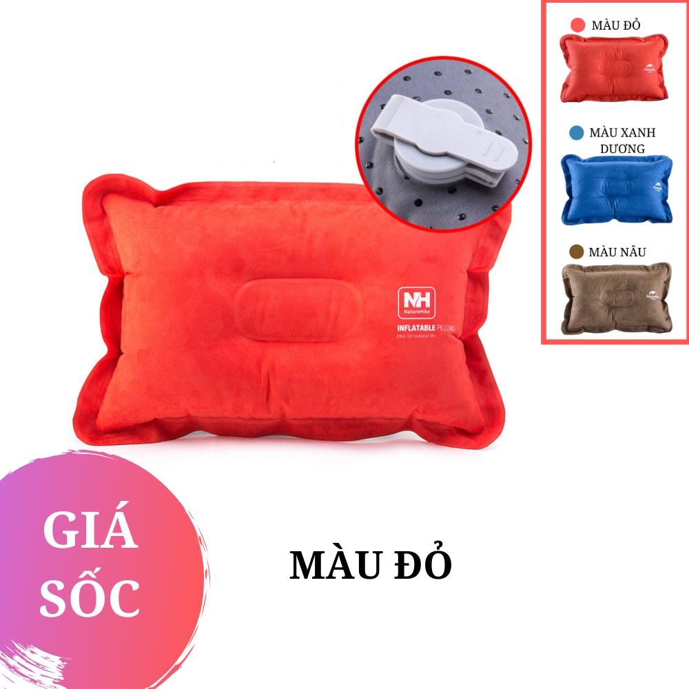 Gối Hơi Du Lịch Văn Phòng Dạng Chữ Nhật Nằm Thẳng DA LỘN CAO CẤP NatureHike NH15A001-L Tựa Cổ Trên Xe Hơi, SIÊU NHẸ 20gr