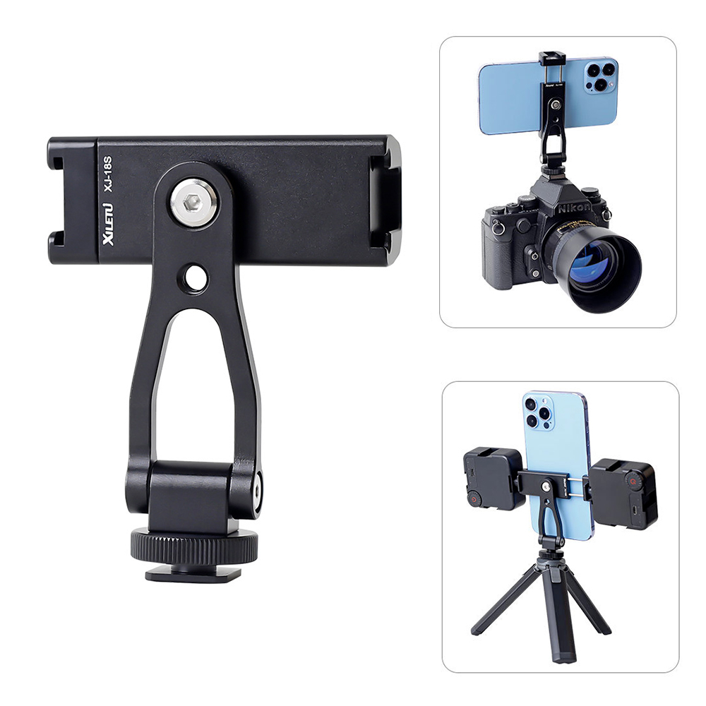 KẸP ĐIỆN THOẠI GẮN MIC VÀ ĐÈN LED NHÔM CNC XILETU XJ-18S