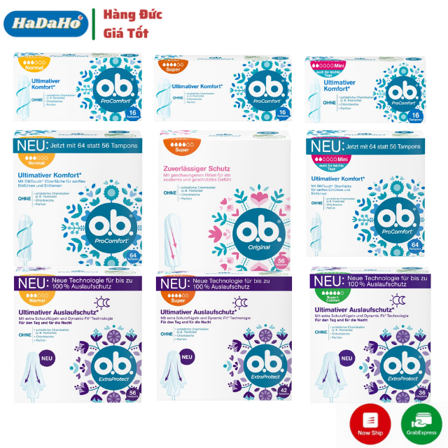 Đủ size Tampon OB - Băng vệ sinh Tampon ob - Băng vệ sinh dạng nút - Nội địa Đức