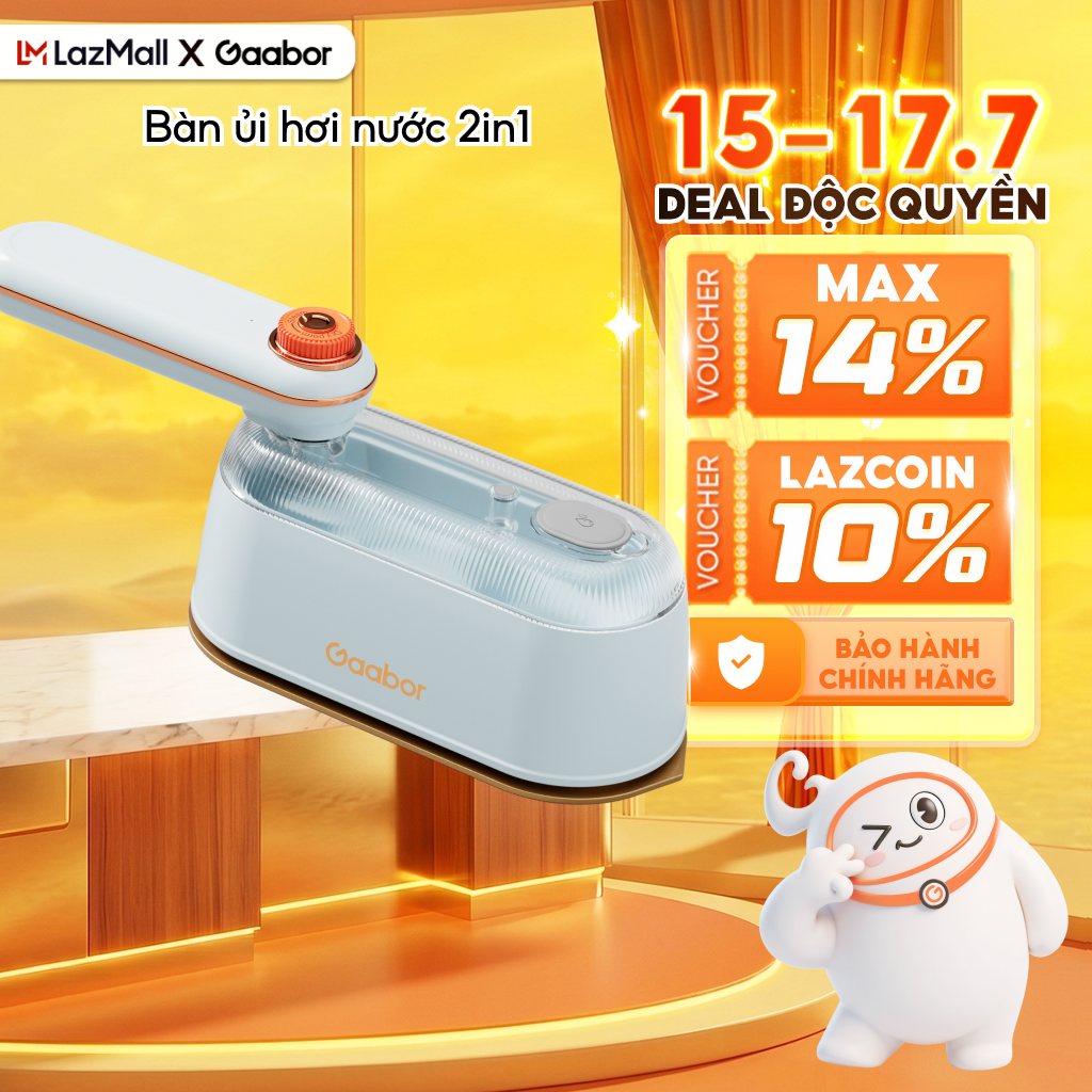 Bàn là hơi nước cầm tay Gaabor HM-M03A 1200W bình nước 200ml 2 chế độ ủi hơi ủi khô tay cầm xoay 180° - Bảo hành 12 tháng [L]