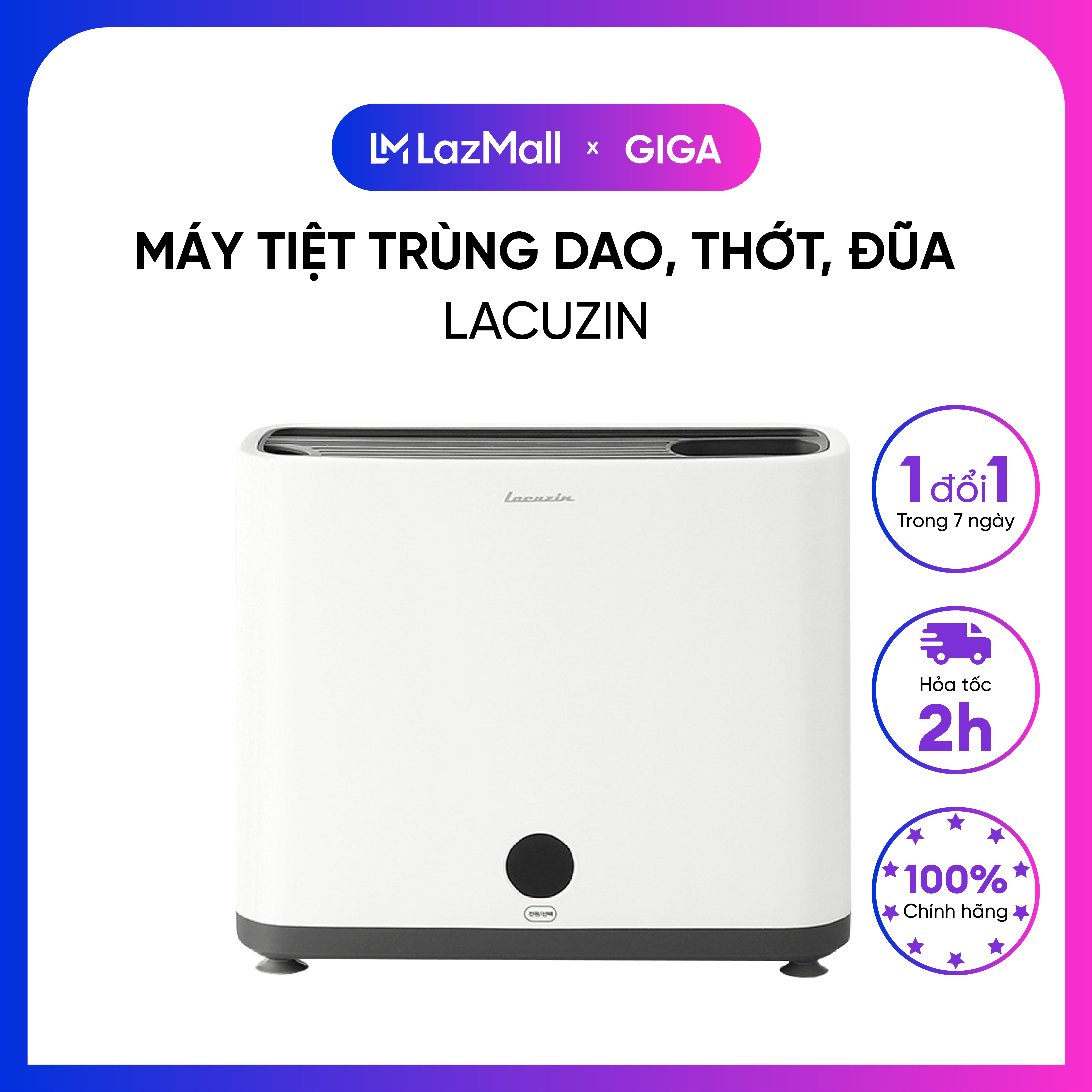 Máy tiệt trùng dao, thớt, đũa Lacuzin 2 phân loại màu đỏ, đen