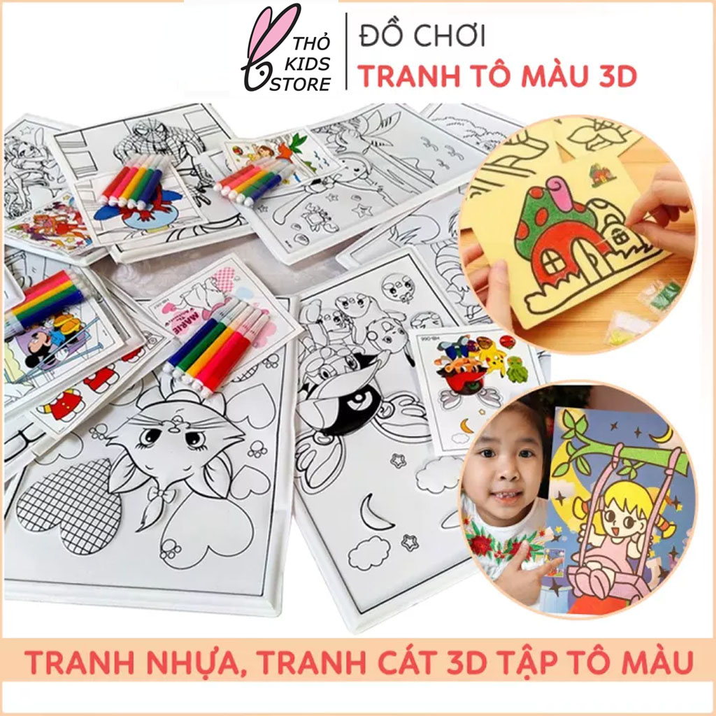 Tranh Cát 3d kèm bộ màu cát cho bé tập tô sáng tạo