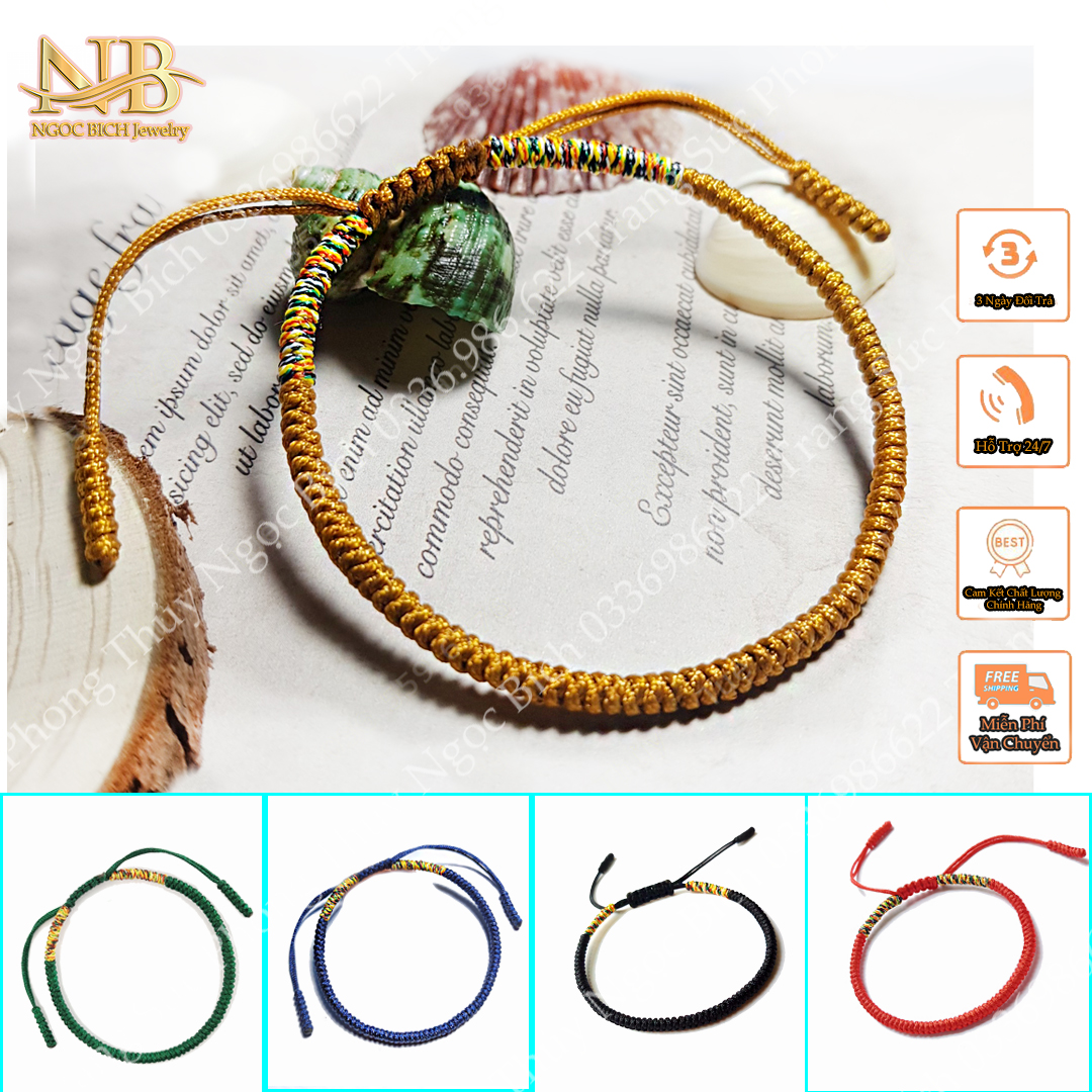 Vòng Tay Handmade Dây Chỉ Bện Ngũ Sắc Hai Đầu Kiểu Tây Tạng - NB Jewelry