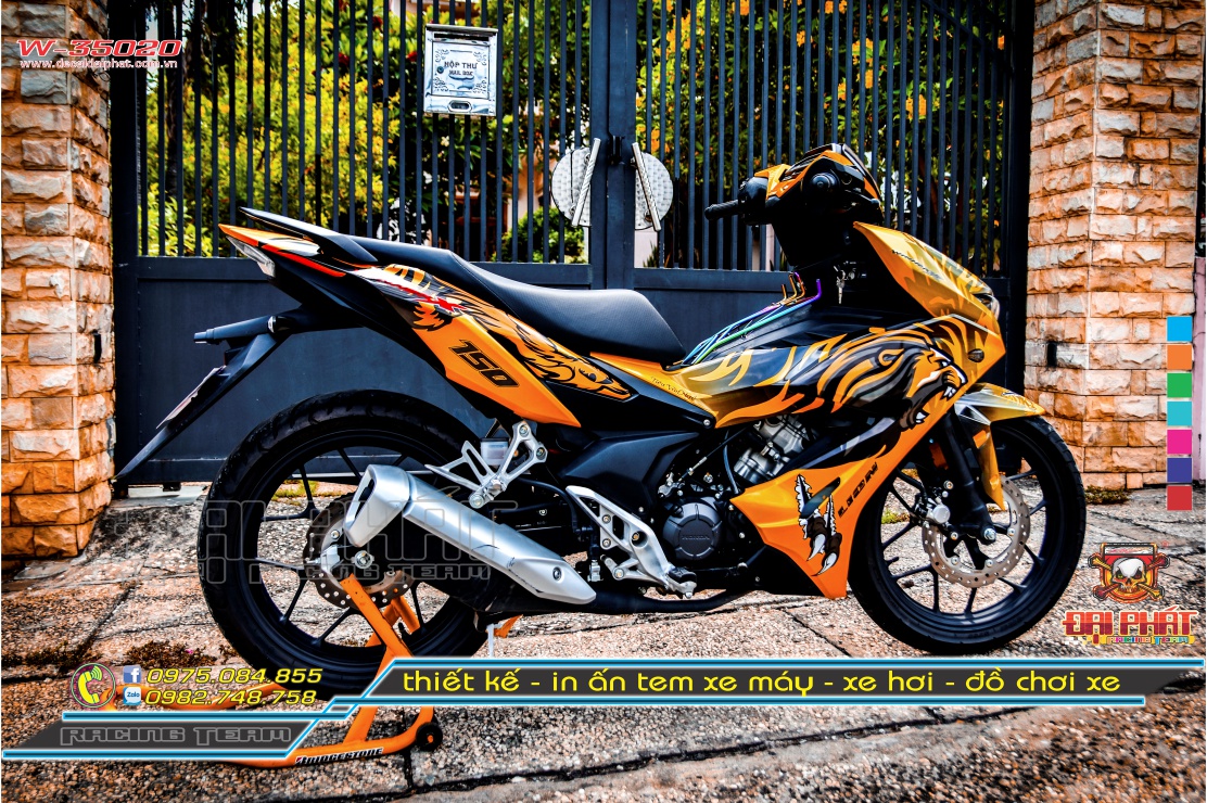 Tem Trùm Winner X 150 Thiết Kế Cam Đen