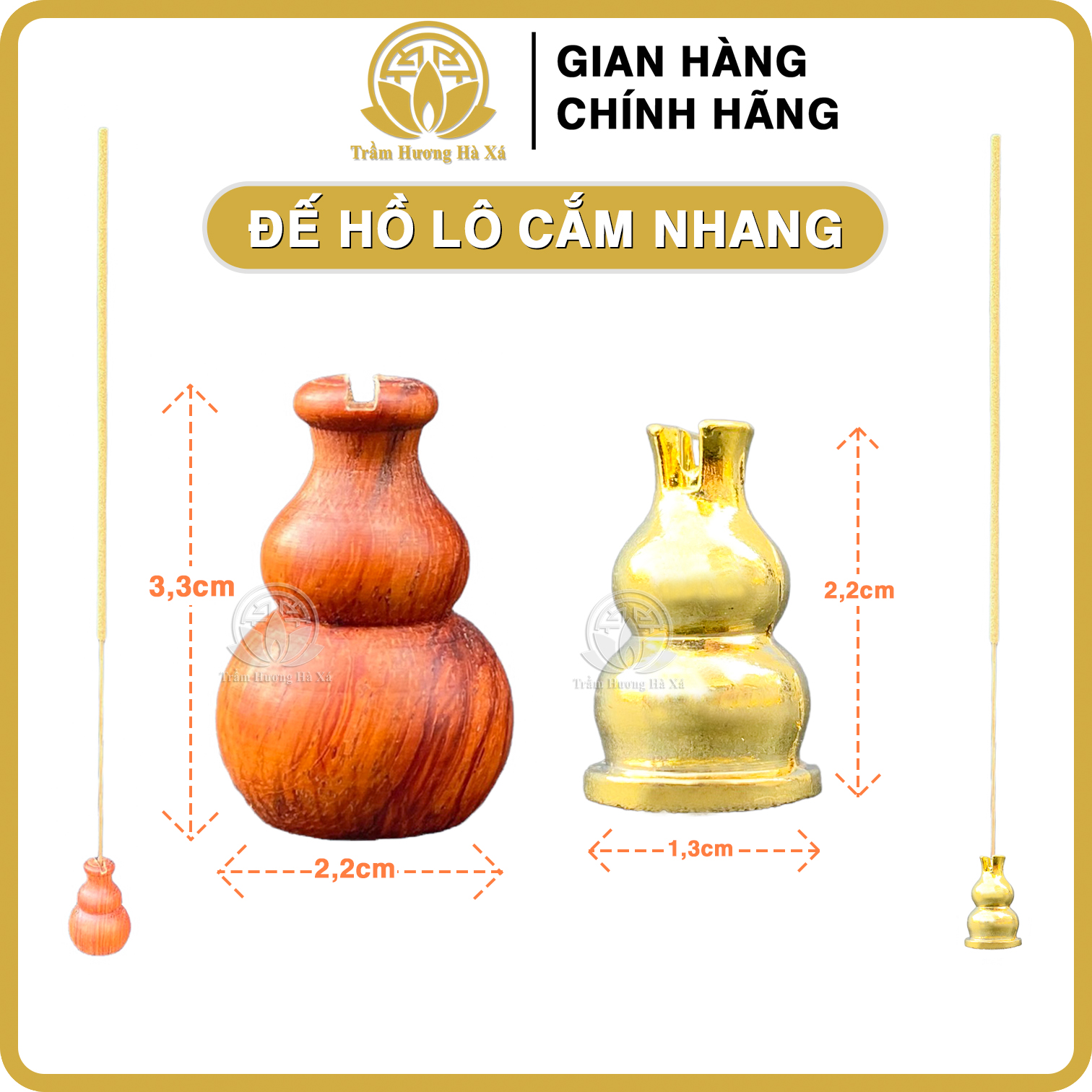 Đế hồ lô cắm nhang trầm hương HÀ XÁ nhang khoanh và nhang cây tiện dụng
