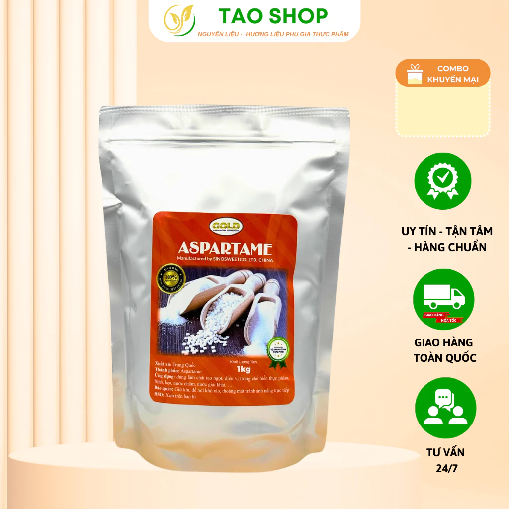 Đường Aspartame gói 1kg - Chất tạo ngọt thực phẩm aspartame-đường tổng hợp 591