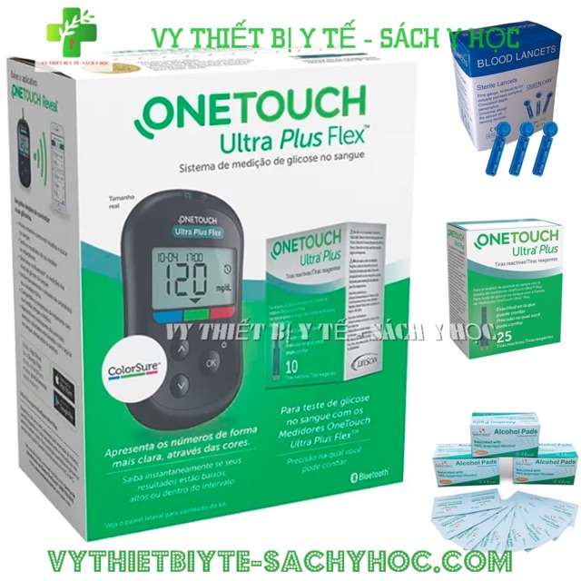 Máy đo đường huyết one touch ultra plus flex tặng 25 que - 4 hộp que thử