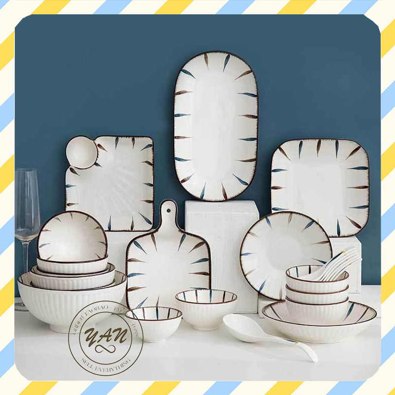 Bát đĩa sứ YANDY HOME BB01 chén dĩa tô gốm sứ Ramen chén dĩa sứ cao cấp decor bằng sứ men đẹp