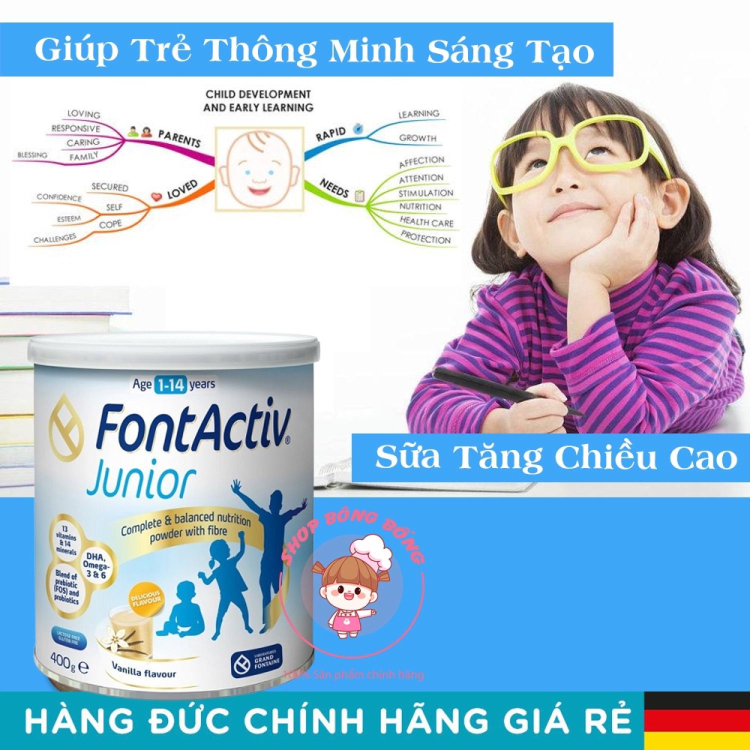 CHÍNH HÃNG Sữa Tăng Chiều Cao FontActiv Junior nội địa Đức Cho Trẻ Từ 1