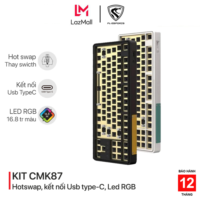 Bộ KIT bàn phím cơ chơi game có dây FL-Esports CMK87 RGB - Mạch xuôi - Sẵn foam - Kết nối Type-C