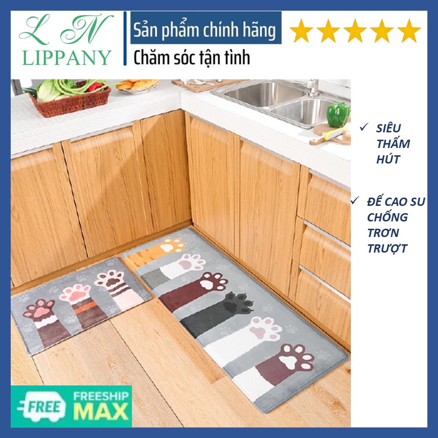 Bộ thảm bếp 3d cotton nỉ đế cao su chống trươn trượt hoa tiết đẹp mắt siêu bền, thảm bếp 3d siêu thấm hút, thảm nhà bếp dài