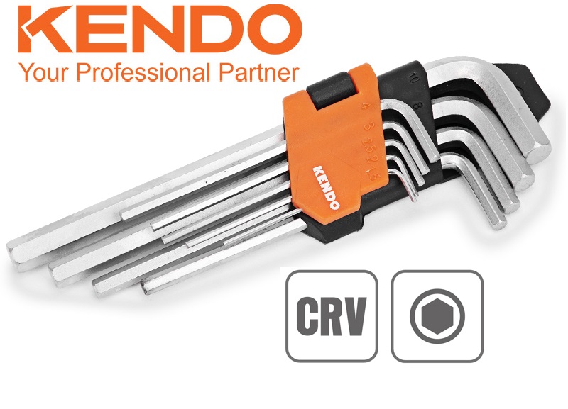 Bộ 9 cây lục giác đầu bằng crv kendo 20732