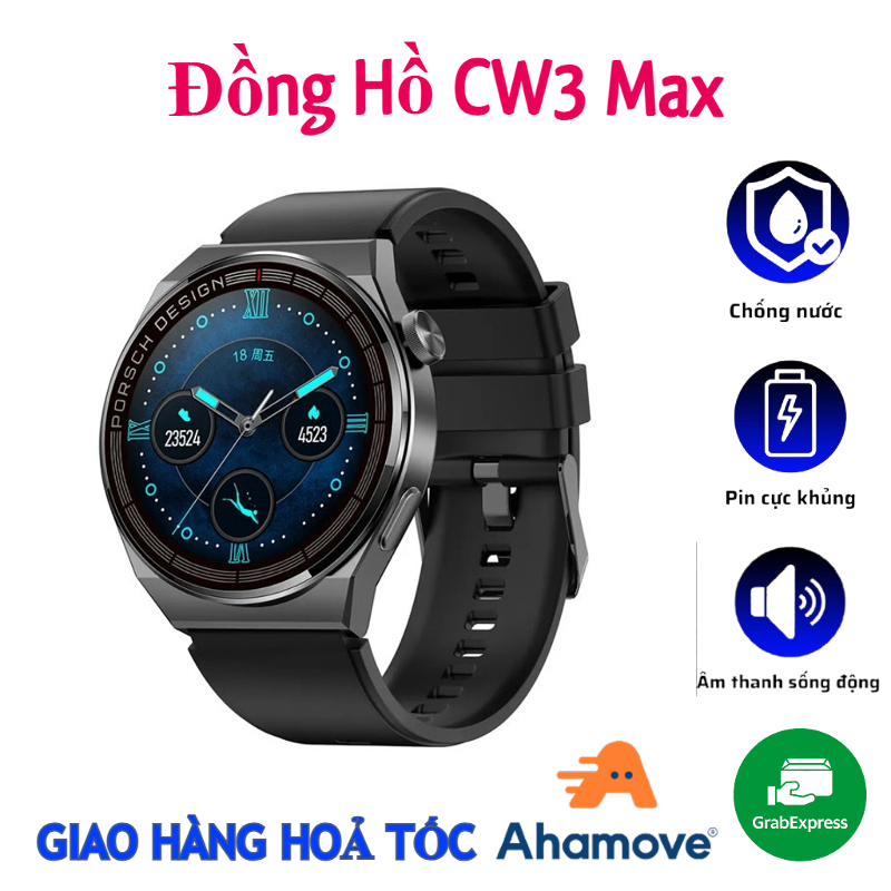 [ HOT 2023] Đồng Hồ Thông Minh CW3 Max( MD3 Max), Đồng Hồ Thông Minh Mặt Tròn Nam Nữ 2023 Hiển Thị Sắc Nét, Màn Hình Sát Viền, Nghe Gọi Trực Tiếp, Pin 5 Ngày, Tặng Dây Da Đi Kèm