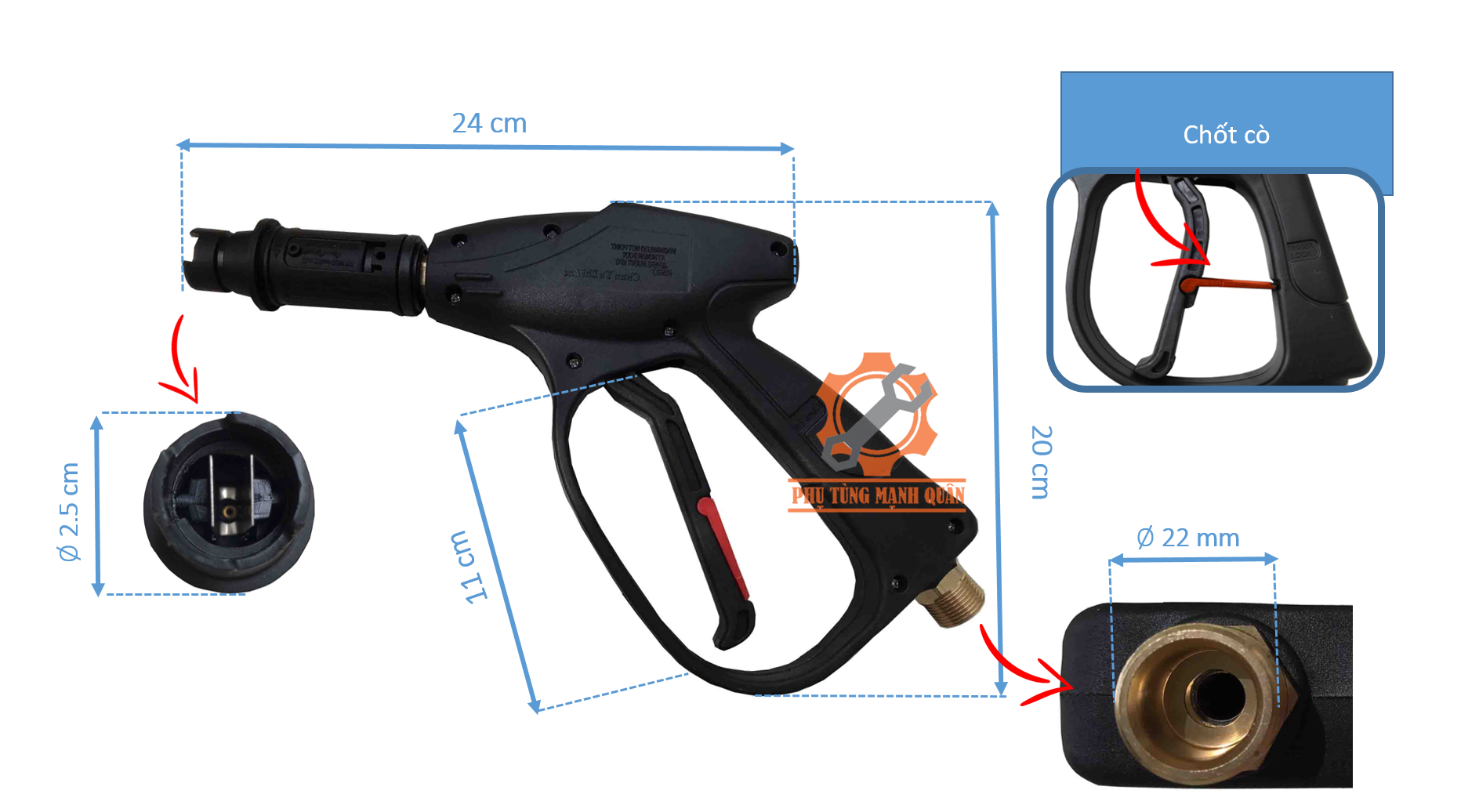 Vòi Xịt Rửa Xe ren ngoài 22 cao cấp