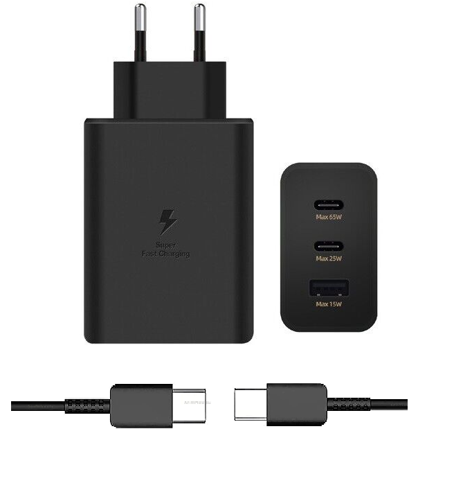 Bộ sạc siêu nhanh 65W 3 cổng Type C USB-A PD PPS 65W 25W 15W gồm cáp và củ sạc cho Samsung Galaxy S/Ultra Galaxy Z Fold Z Flip