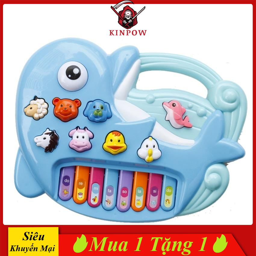 Đồ Chơi Đàn Cá Heo KINPOW Gồm 2 Màu Xanh Hồng, Phát Nhạc Bài Hát Vui Nhộn, Cho Bé Luyện Tập Khả Năng Âm Nhạc