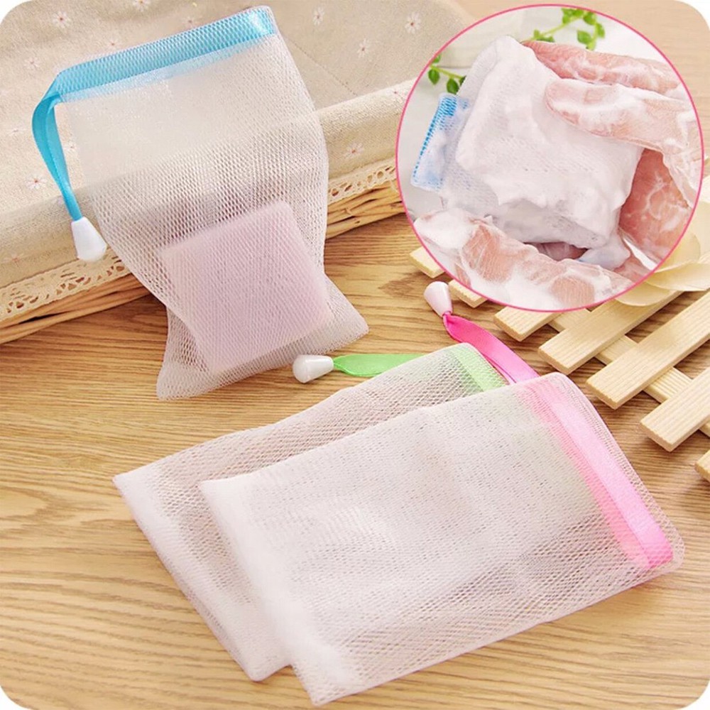 Combo 10 túi lưới đựng xà phòng túi lưới tạo bọt xà bông tiện lợi - 2 lớp có dây rút