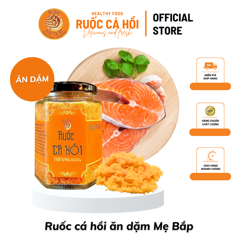 Ruốc cá hồi ăn dặm mẹ bắp, hũ 100g không phụ gia bổ dưỡng cho bé