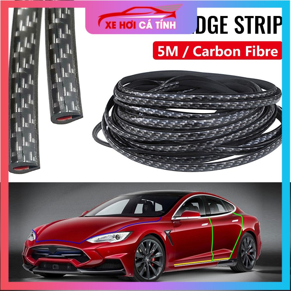 3 Mét Nẹp carbon chống trầy xước cánh cửa và trang trí xe hơi Chống Va Chạm có băng dính 3M