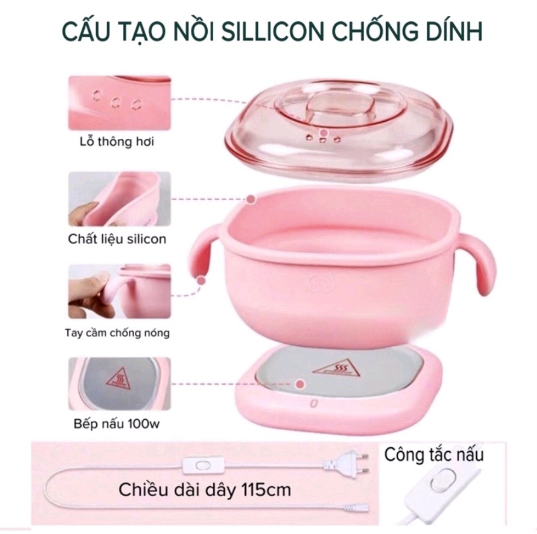Nồi nấu sáp wax lông nóng silicon siêu gọn kiểu du lịch lòng nồi silicon chống dính silicon wax warmer nồi wax heater
