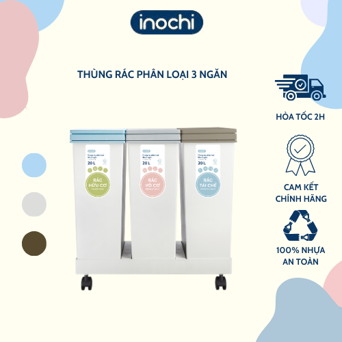 Thùng rác phân loại Hiro 3 ngăn - Thùng rác gia đình, Thùng rác đa năng, Thùng rác văn phòng - Thân 