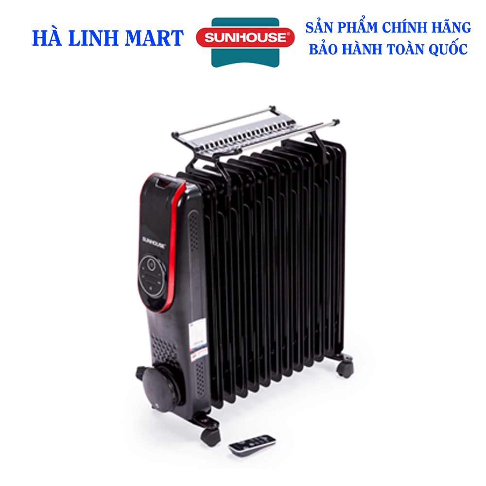 Máy sưởi dầu sunhouse 13 lá shd7085 - máy sưởi dầu có điều khiển từ xa - máy sưởi có giá phơi đồ công suất 2500w, bảo hành 12 tháng