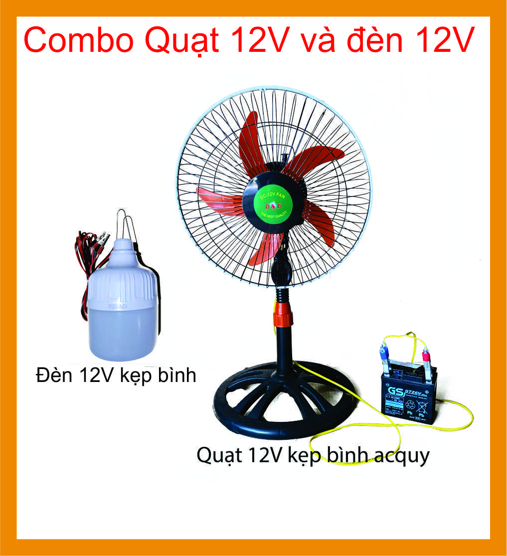 [HCM]Combo Quạt 12V và Đèn 12V. Quạt CN 300 3 tốc độ gió. Đèn Led 12V 9W- 18W.