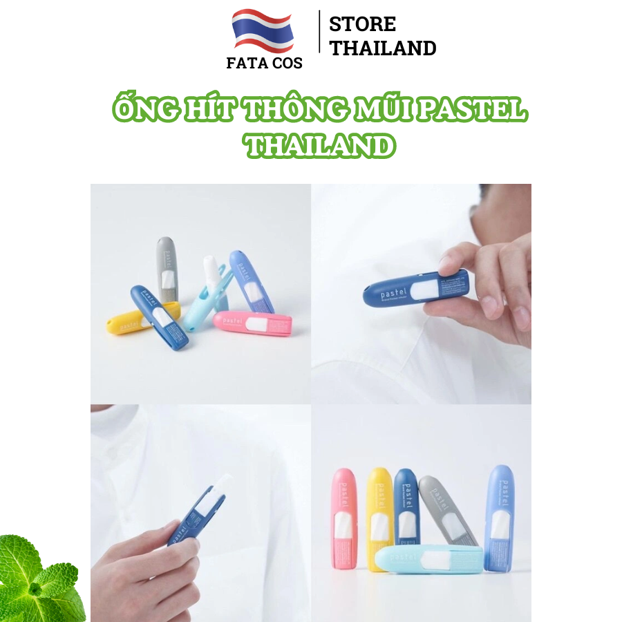 Ống hít thông mũi Pastel thái lan, mùi bạc hà pocket inhaler đủ các màu fata co's
