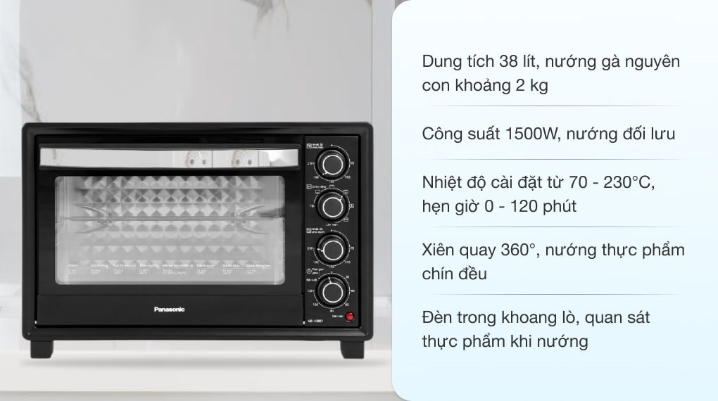 Lò nướng panasonic nb-h3801kra 38 lít hàng trưng bầy 98 99% chính hãng 100%